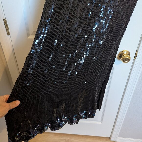 DAZZLING GATSBY 1920s SEQUIN STUNNER FLAPPER DRESS | M | EVC | Black | 12 / L - Picture 8 of 12